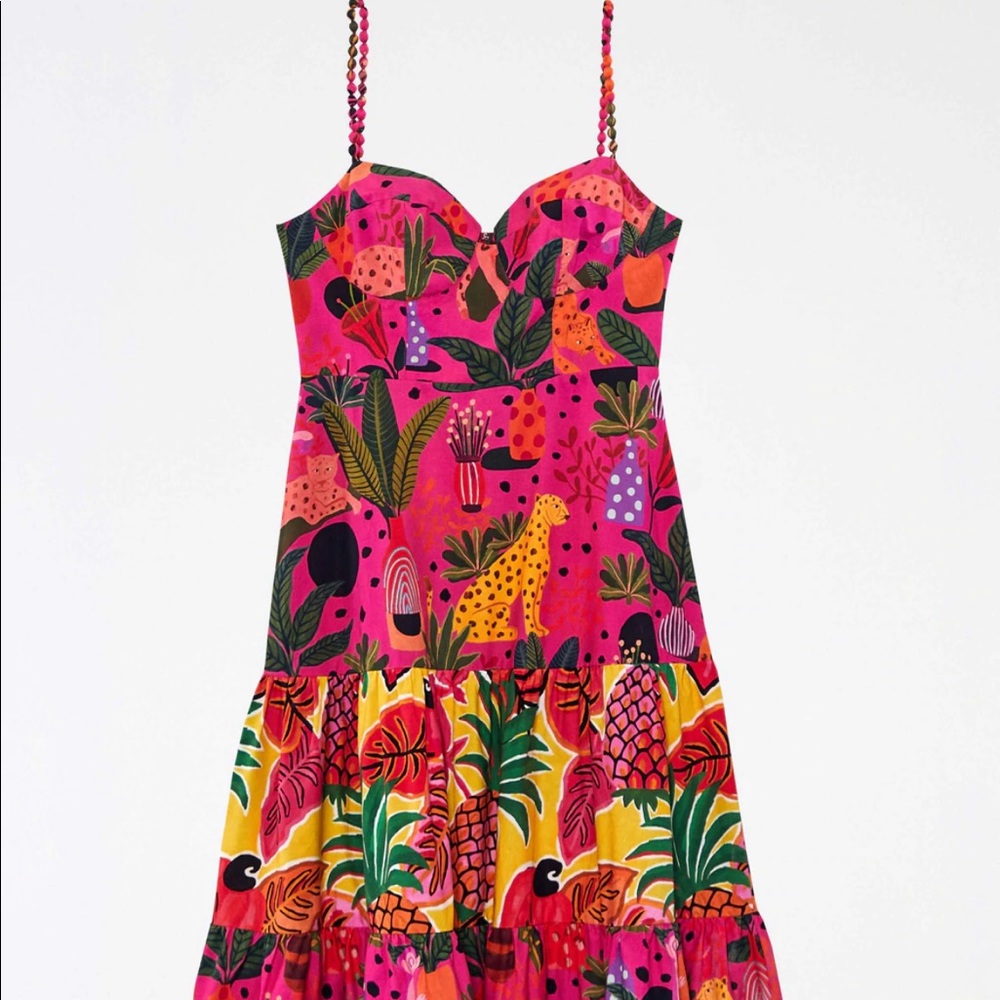 Pink Pop Leopards Mixed Midi Dress